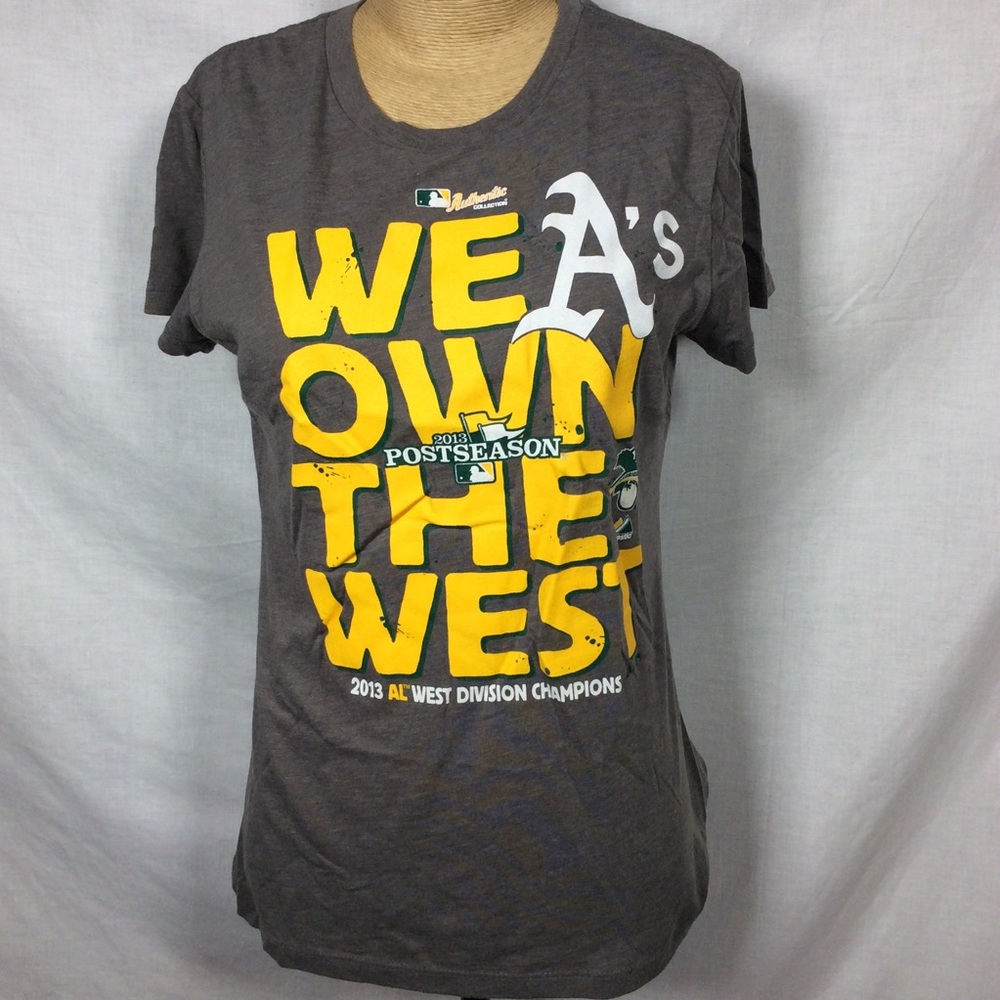 Majestic Women’s Gray Graphics Oakland A’s "We Own The West" T-Shirt Sz M